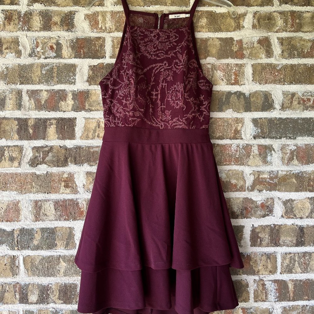 Mi Ami Burgundy Dress with Gold from Francesca's Collections